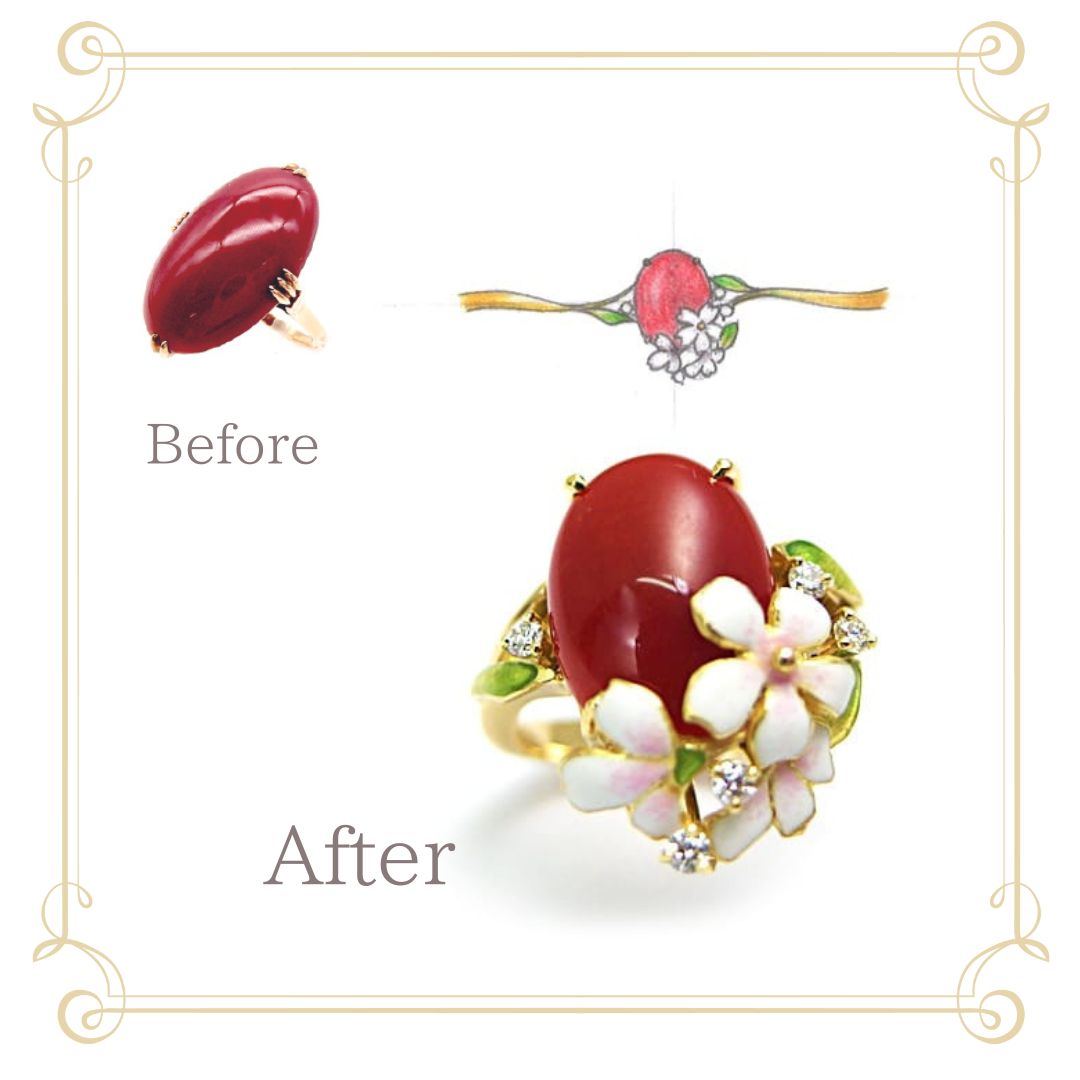 中嶋邦夫 ジュエリーリフォーム リング 赤珊瑚